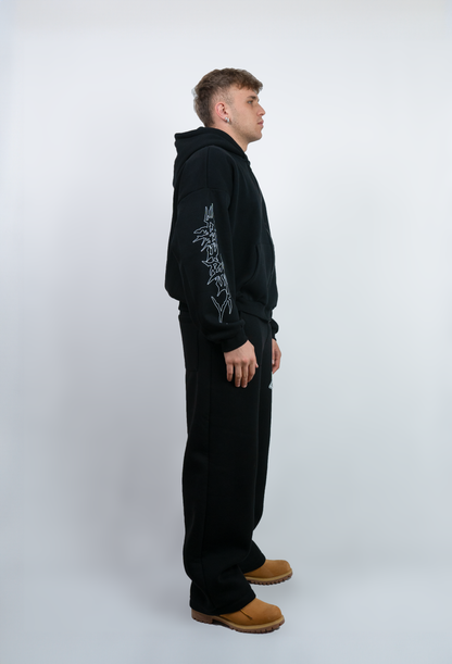 ZETAERRE TRIBAL ZIP - UP HOODIE - BLACK